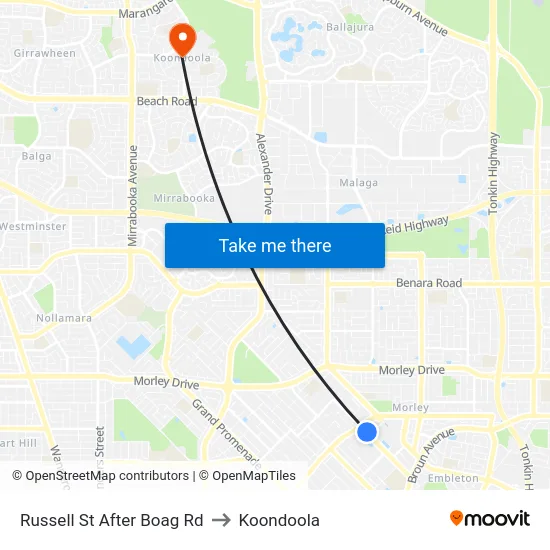 Russell St After Boag Rd to Koondoola map