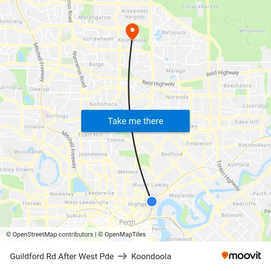 Guildford Rd After West Pde to Koondoola map