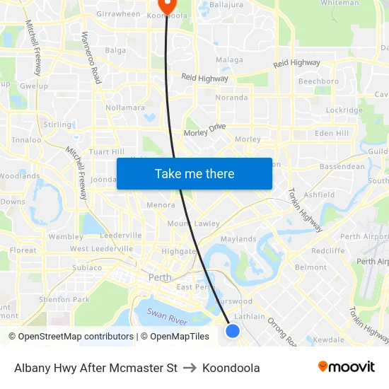 Albany Hwy After Mcmaster St to Koondoola map