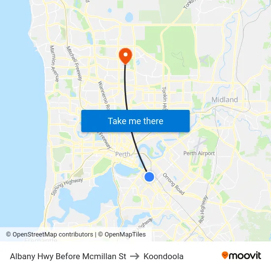 Albany Hwy Before Mcmillan St to Koondoola map