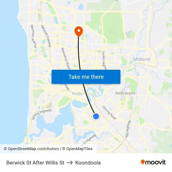 Berwick St After Willis St to Koondoola map