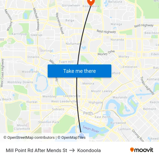 Mill Point Rd After Mends St to Koondoola map