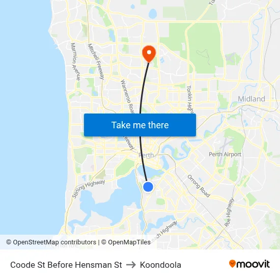Coode St Before Hensman St to Koondoola map