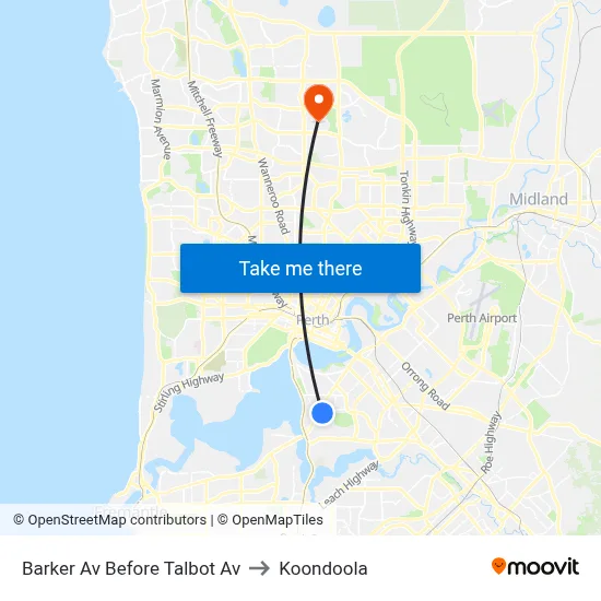 Barker Av Before Talbot Av to Koondoola map