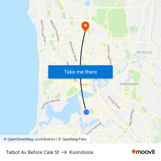 Talbot Av Before Cale St to Koondoola map