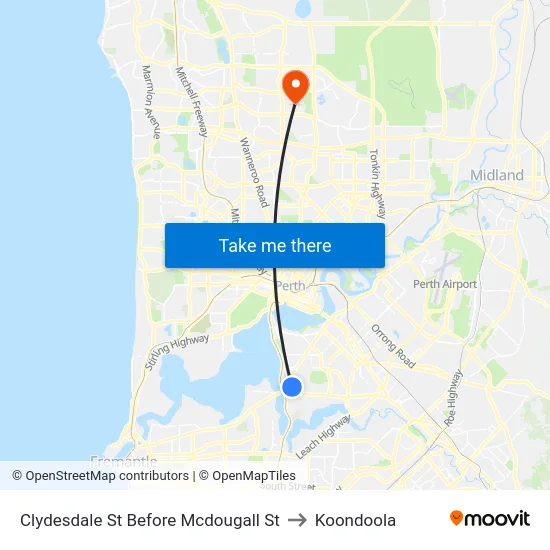 Clydesdale St Before Mcdougall St to Koondoola map
