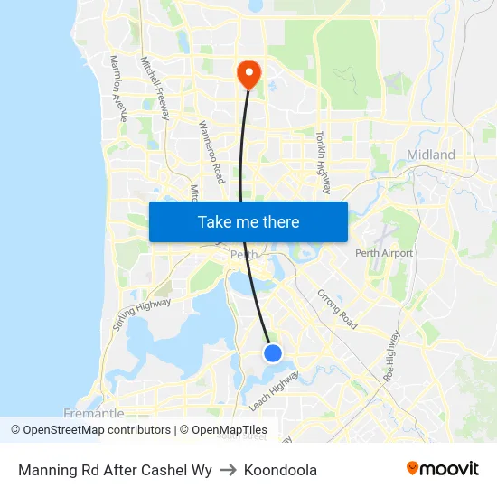 Manning Rd After Cashel Wy to Koondoola map