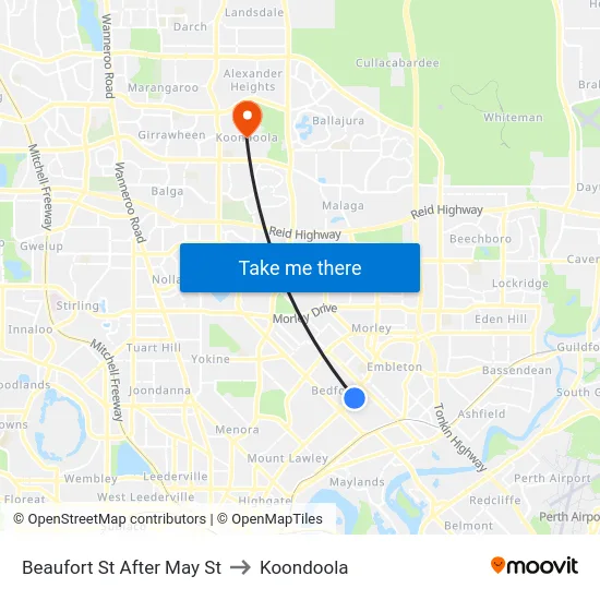 Beaufort St After May St to Koondoola map