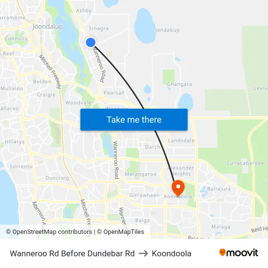 Wanneroo Rd Before Dundebar Rd to Koondoola map