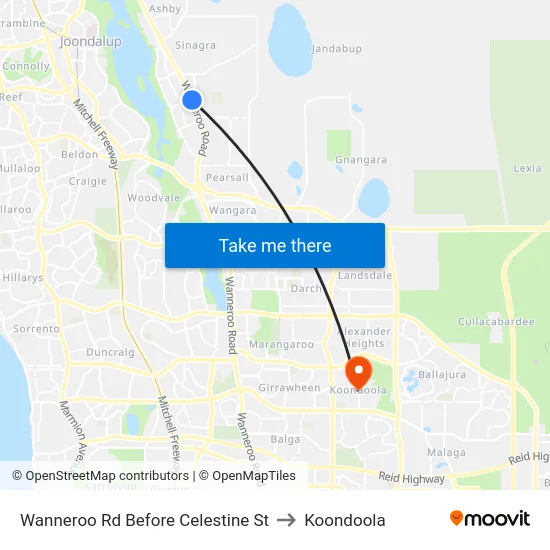 Wanneroo Rd Before Celestine St to Koondoola map