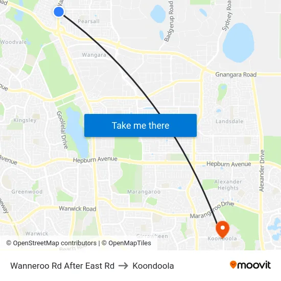 Wanneroo Rd After East Rd to Koondoola map