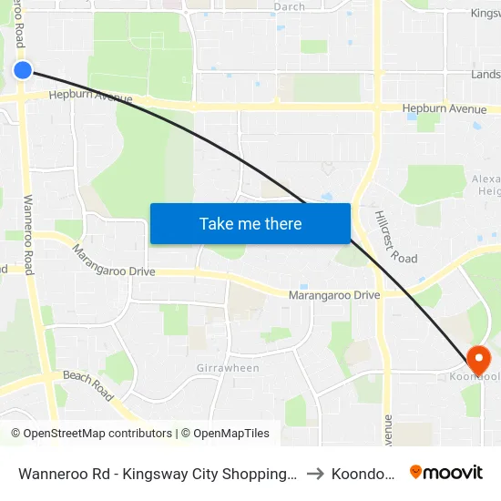 Wanneroo Rd - Kingsway City Shopping Ctr to Koondoola map