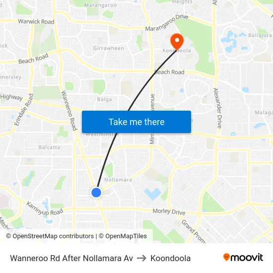 Wanneroo Rd After Nollamara Av to Koondoola map