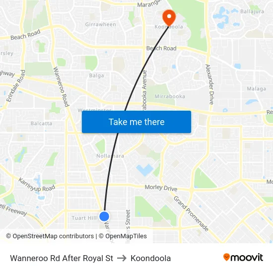 Wanneroo Rd After Royal St to Koondoola map