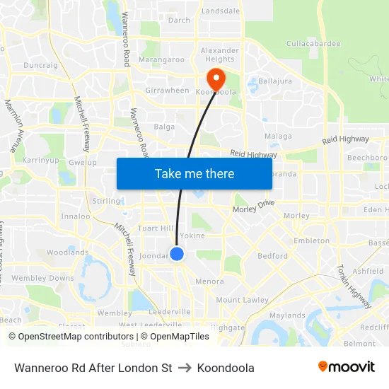 Wanneroo Rd After London St to Koondoola map