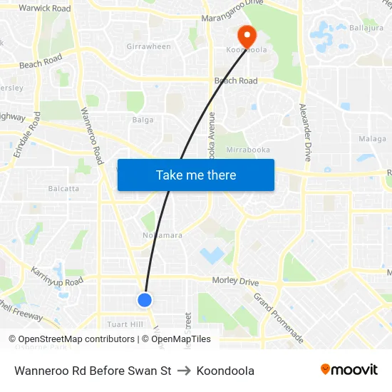 Wanneroo Rd Before Swan St to Koondoola map