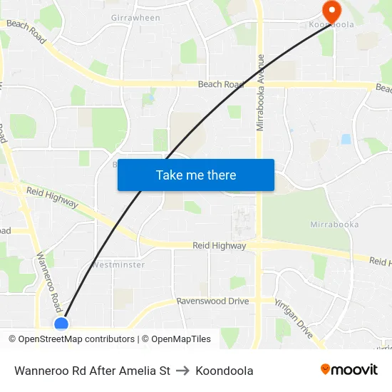 Wanneroo Rd After Amelia St to Koondoola map