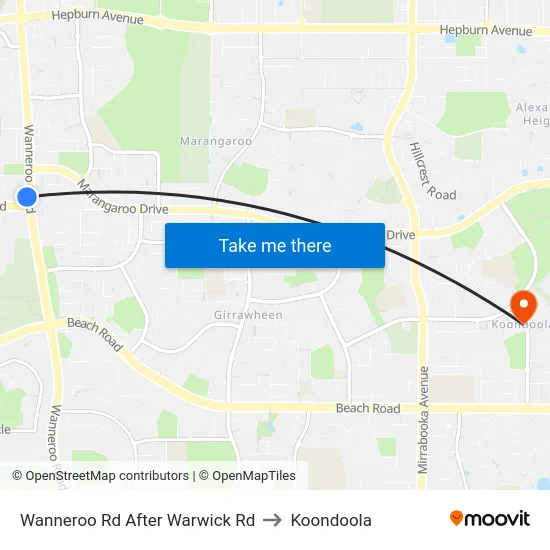 Wanneroo Rd After Warwick Rd to Koondoola map