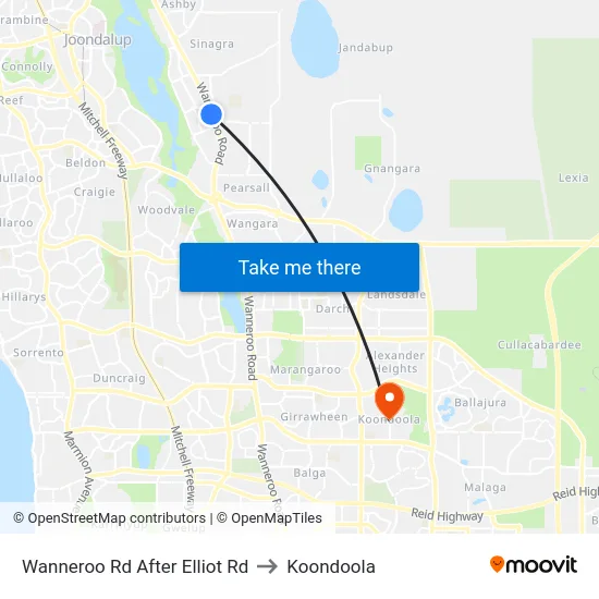 Wanneroo Rd After Elliot Rd to Koondoola map