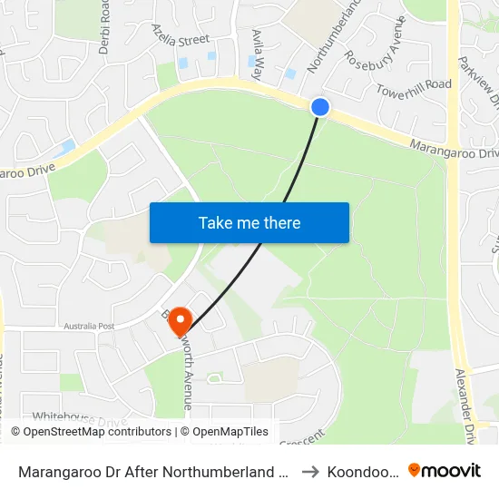 Marangaroo Dr After Northumberland Av to Koondoola map