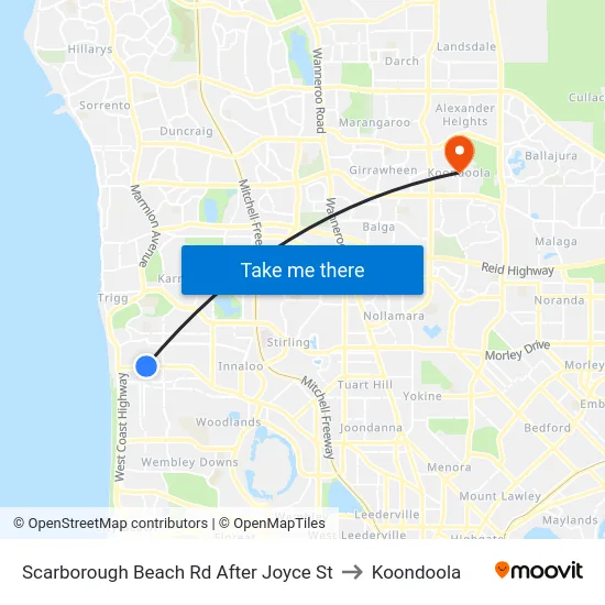 Scarborough Beach Rd After Joyce St to Koondoola map
