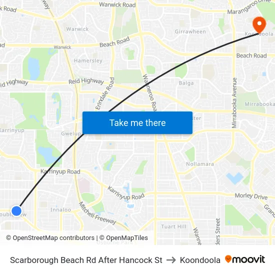 Scarborough Beach Rd After Hancock St to Koondoola map