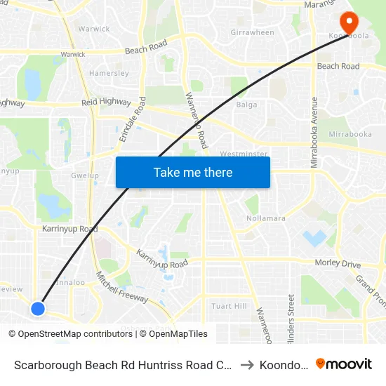 Scarborough Beach Rd Huntriss Road Cat Id 31 to Koondoola map