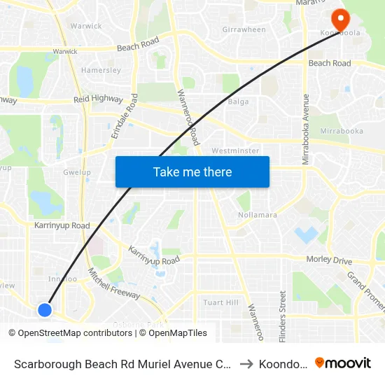 Scarborough Beach Rd Muriel Avenue Cat Id 32 to Koondoola map