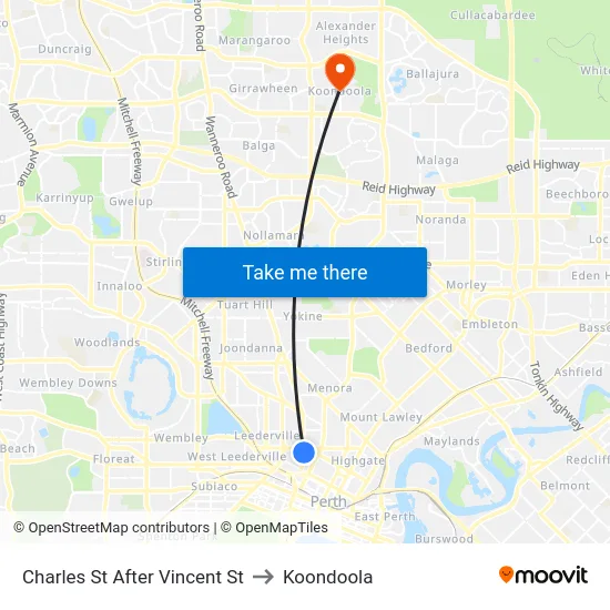 Charles St After Vincent St to Koondoola map
