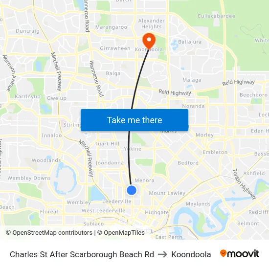 Charles St After Scarborough Beach Rd to Koondoola map