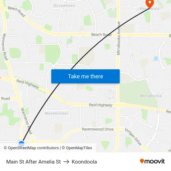 Main St After Amelia St to Koondoola map