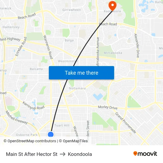 Main St After Hector St to Koondoola map