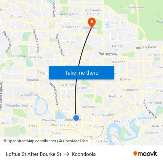 Loftus St After Bourke St to Koondoola map