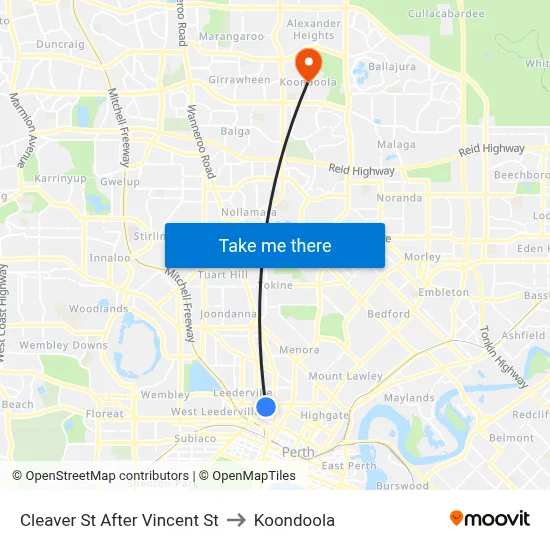 Cleaver St After Vincent St to Koondoola map