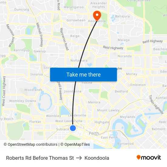 Roberts Rd Before Thomas St to Koondoola map
