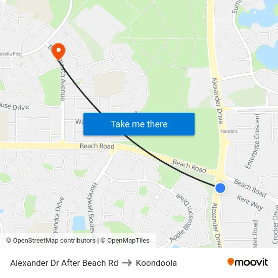 Alexander Dr After Beach Rd to Koondoola map