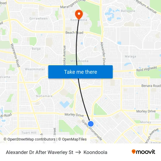 Alexander Dr After Waverley St to Koondoola map