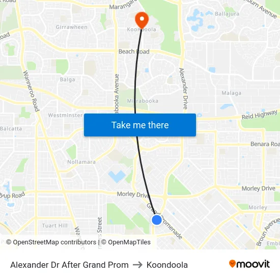 Alexander Dr After Grand Prom to Koondoola map