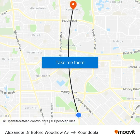Alexander Dr Before Woodrow Av to Koondoola map