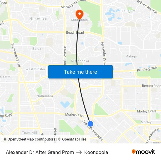 Alexander Dr After Grand Prom to Koondoola map
