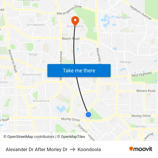 Alexander Dr After Morley Dr to Koondoola map