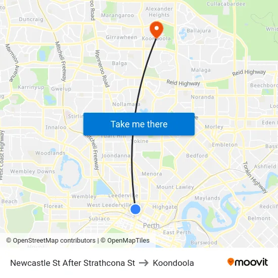 Newcastle St After Strathcona St to Koondoola map