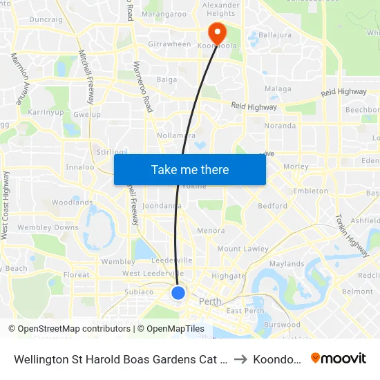 Wellington St Harold Boas Gardens Cat Id 41 to Koondoola map