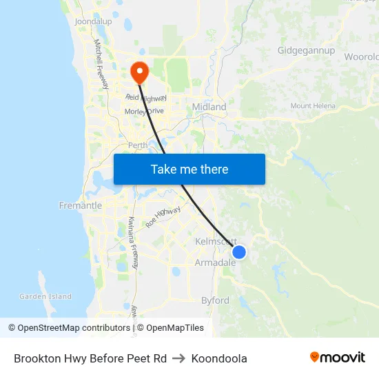 Brookton Hwy Before Peet Rd to Koondoola map