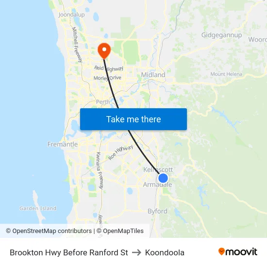 Brookton Hwy Before Ranford St to Koondoola map