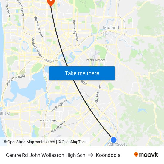 Centre Rd John Wollaston High Sch to Koondoola map