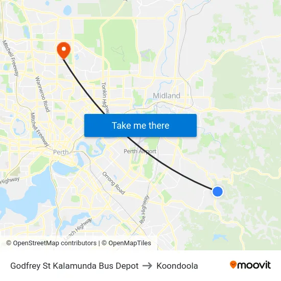 Godfrey St Kalamunda Bus Depot to Koondoola map