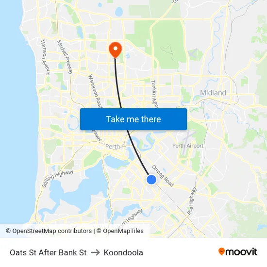 Oats St After Bank St to Koondoola map