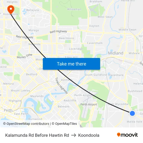Kalamunda Rd Before Hawtin Rd to Koondoola map
