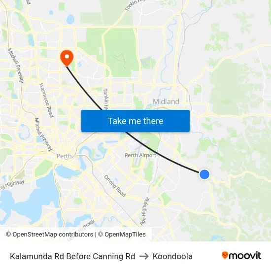 Kalamunda Rd Before Canning Rd to Koondoola map